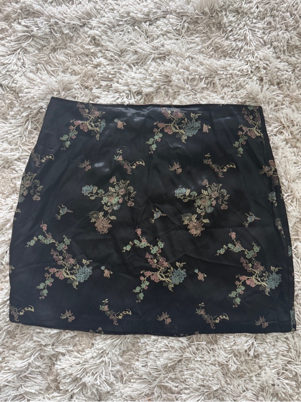 Black Floral Mini Skirt
